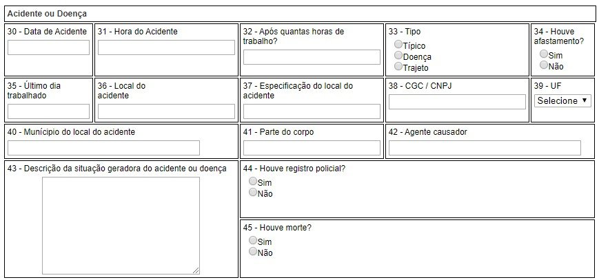 Formulário de doença abertura de cat